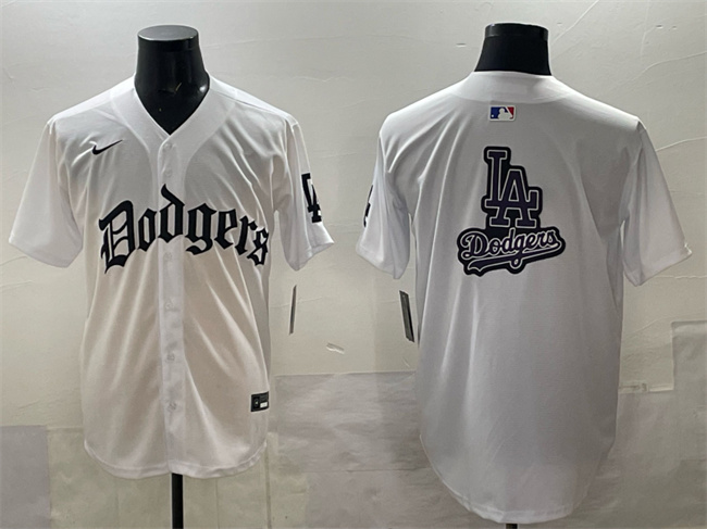 Los Angeles Dodgers Team Big Logo White 2025 LA Gothic Style Vapor Premier Limited Stitched Baseball Jersey