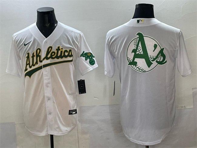 Oakland Athletics Team Big Logo White Stitched Baseball Jersey