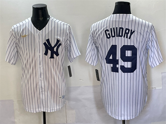 New York Yankees #49 Ron Guidry White Cool Base Stitched Baseball Jersey