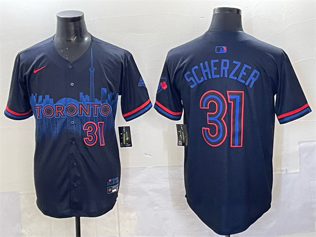 Toronto Blue Jays #31 Max Scherzer Navy 2024 City Connect Limited Stitched Baseball Jersey