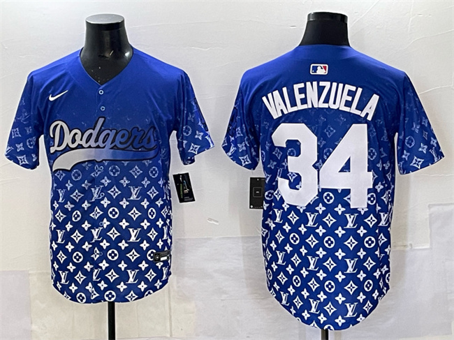 Los Angeles Dodgers #34 Fernando Valenzuela Blue Limited Stitched Baseball Jersey