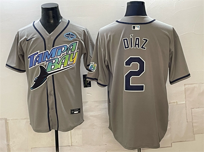 Tampa Bay Rays #2 Yandy Diaz Gray 2026 AL East Champions Patch Vapor Limited Stitched Baseball Jersey Tampa Bay Rays #2 Yandy Diaz Gray 2026 AL East Champions Patch Vapor Limited Stitched Baseball Jersey