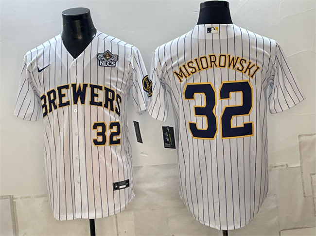 Milwaukee Brewers #32 Jacob Misiorowski White 2026 NLCS Patch Stitched Baseball Jersey