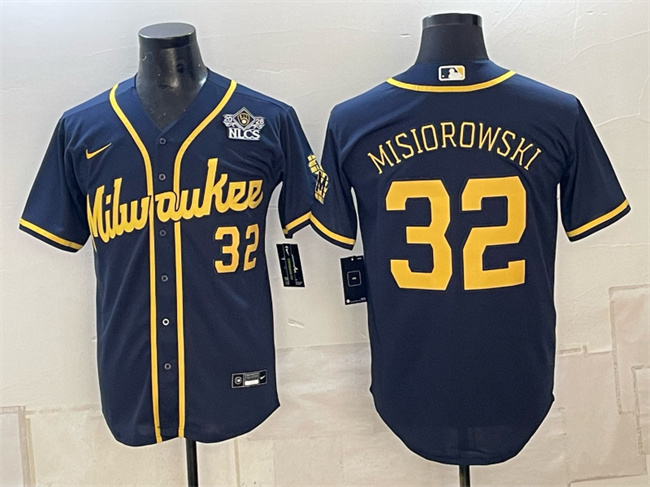 Milwaukee Brewers #32 Jacob Misiorowski Navy 2026 NLCS Patch Stitched Baseball Jersey