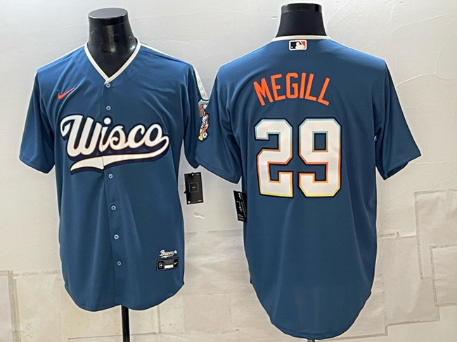 Milwaukee Brewers #29 Trevor Megill Mineral Blue 2026 City Connect Stadium Stitched Baseball Jersey Milwaukee Brewers #29 Trevor Megill Mineral Blue 2026 City Connect Stadium Stitched Baseball Jersey