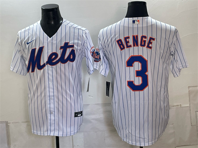 New York Mets #3 Carson Benge White Cool Base Stitched Baseball Jersey New York Mets #3 Carson Benge White Cool Base Stitched Baseball Jersey
