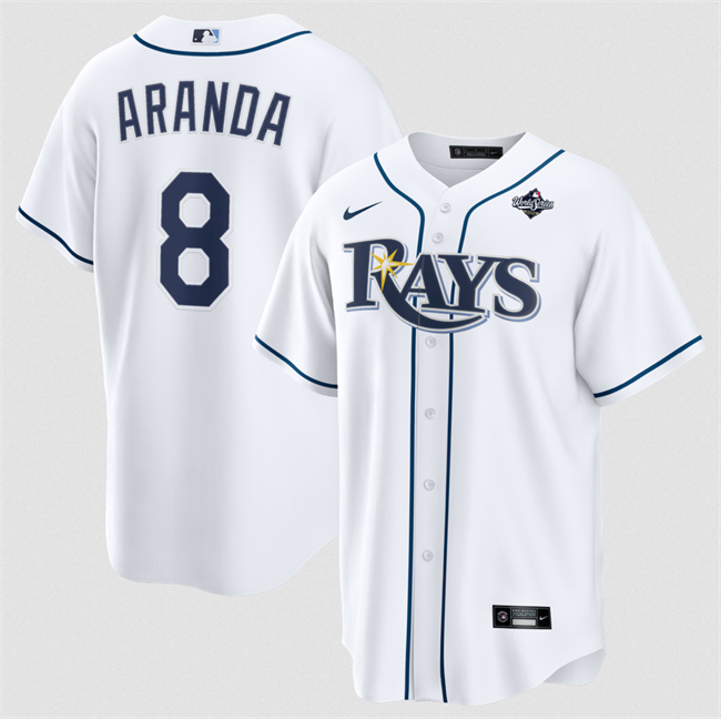 Tampa Bay Rays #8 Jonathan Aranda White 2026 World Series Home Cool Base Stitched Baseball Jersey Tampa Bay Rays #8 Jonathan Aranda White 2026 World Series Home Cool Base Stitched Baseball Jersey