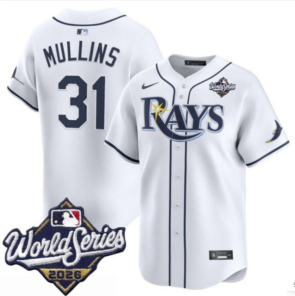 Tampa Bay Rays #31 Cedric Mullins White 2026 World Series Home Limited Stitched Baseball Jersey Tampa Bay Rays #31 Cedric Mullins White 2026 World Series Home Limited Stitched Baseball Jersey