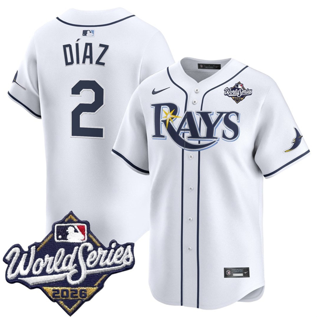Tampa Bay Rays #2 Yandy Diaz White 2026 World Series Home Limited Stitched Baseball Jersey Tampa Bay Rays #2 Yandy Diaz White 2026 World Series Home Limited Stitched Baseball Jersey