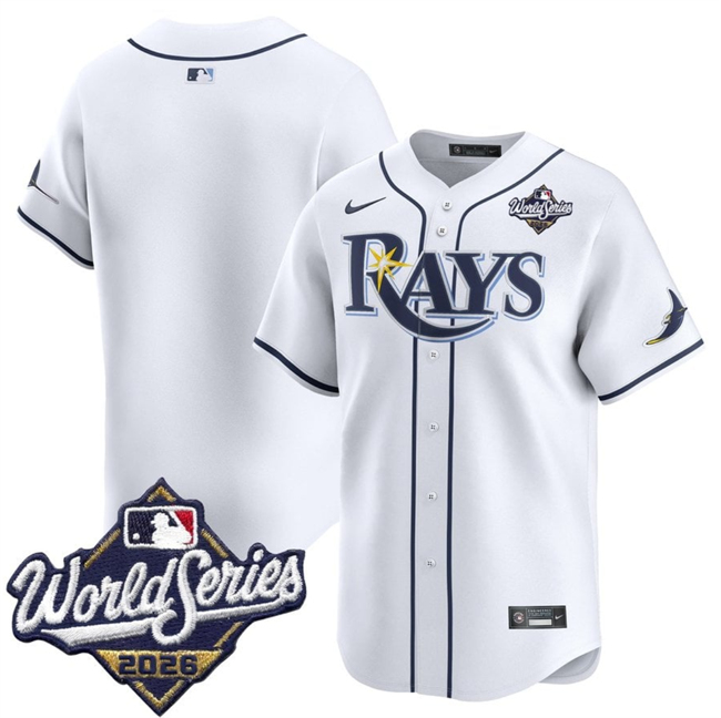 Tampa Bay Rays Blank White 2026 World Series Home Limited Stitched Baseball Jersey Tampa Bay Rays Blank White 2026 World Series Home Limited Stitched Baseball Jersey