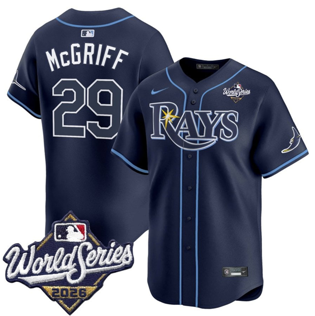 Tampa Bay Rays #29 Jacob Melton Navy 2026 World Series Limited Stitched Baseball Jersey Tampa Bay Rays #29 Jacob Melton Navy 2026 World Series Limited Stitched Baseball Jersey