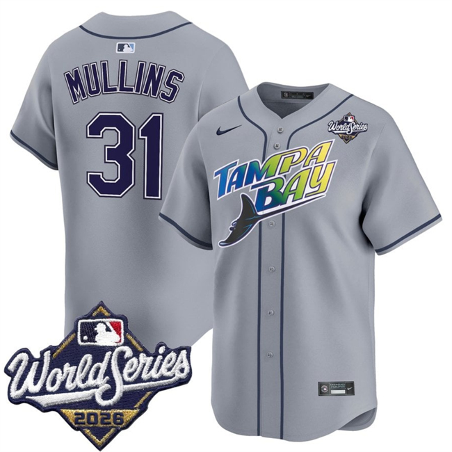 Tampa Bay Rays #31 Cedric Mullins Grey 2026 World Series Limited Stitched Baseball Jersey Tampa Bay Rays #31 Cedric Mullins Grey 2026 World Series Limited Stitched Baseball Jersey