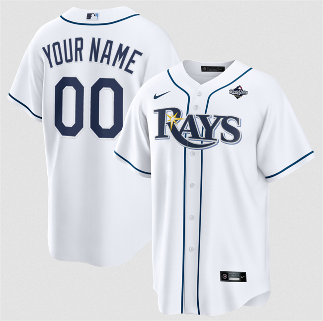 Tampa Bay Rays Active Player Custom White 2026 World Series Home Cool Base Stitched Baseball Jersey Tampa Bay Rays Active Player Custom White 2026 World Series Home Cool Base Stitched Baseball Jersey