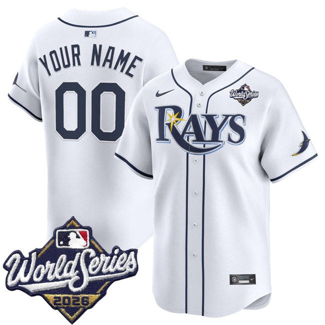 Tampa Bay Rays Active Player Custom White 2026 World Series Home Limited Stitched Baseball Jersey Tampa Bay Rays Active Player Custom White 2026 World Series Home Limited Stitched Baseball Jersey