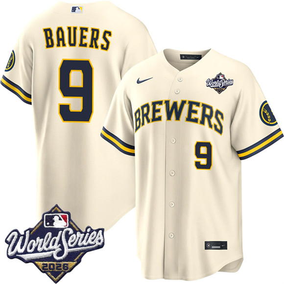 Milwaukee Brewers #9 Jake Bauers Cream 2026 World Series Stitched Baseball Jersey