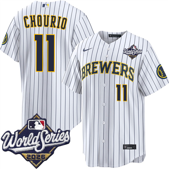 Milwaukee Brewers #11 Jackson Chourio White 2026 World Series Stitched Baseball Jersey