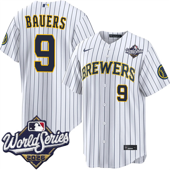 Milwaukee Brewers #9 Jake Bauers White 2026 World Series Stitched Baseball Jersey