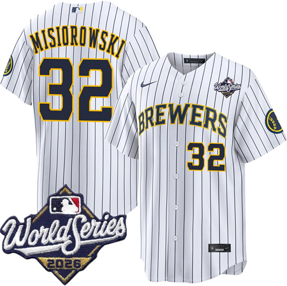 Milwaukee Brewers #32 Jacob Misiorowski White 2026 World Series Stitched Baseball Jersey