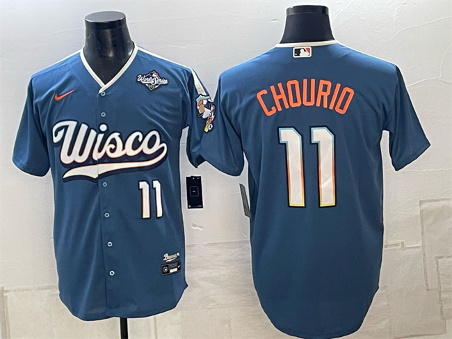 Milwaukee Brewers #11 Jackson Chourio Mineral Blue 2026 World Series City Connect Stadium Stitched Baseball Jersey Milwaukee Brewers #11 Jackson Chourio Mineral Blue 2026 World Series City Connect Stadium Stitched Baseball Jersey