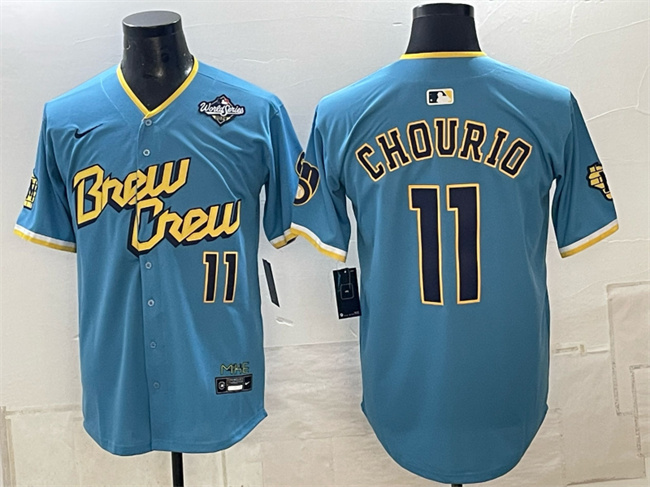 Milwaukee Brewers #11 Jackson Chourio Powder Blue 2026 World Series City Connect Limited Stitched Baseball Jersey Milwaukee Brewers #11 Jackson Chourio Powder Blue 2026 World Series City Connect Limited Stitched Baseball Jersey
