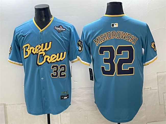 Milwaukee Brewers #32 Jacob Misiorowski Powder Blue 2026 World Series City Connect Limited Stitched Baseball Jersey