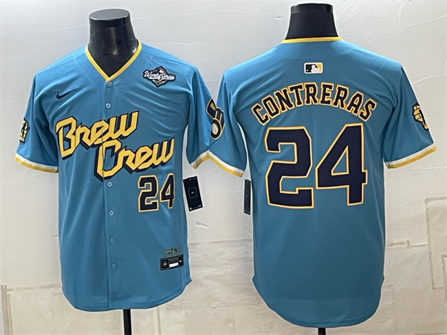 Milwaukee Brewers #24 William Contreras Powder Blue 2026 World Series City Connect Limited Stitched Baseball Jersey
