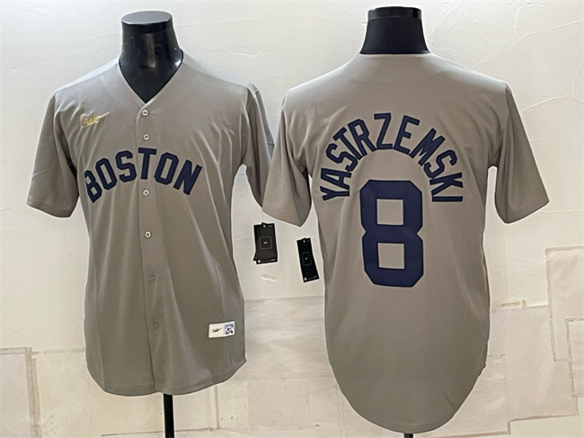 Boston Red Sox #8 Carl Yastrzemski Grey Cooperstown Collection Limited Stitched Baseball Jersey