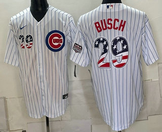 Chicago Cubs #29 Michael Busch White USA 250 Fourth of July Home Stadium Stitched Jersey Chicago Cubs #29 Michael Busch White USA 250 Fourth of July Home Stadium Stitched Jersey