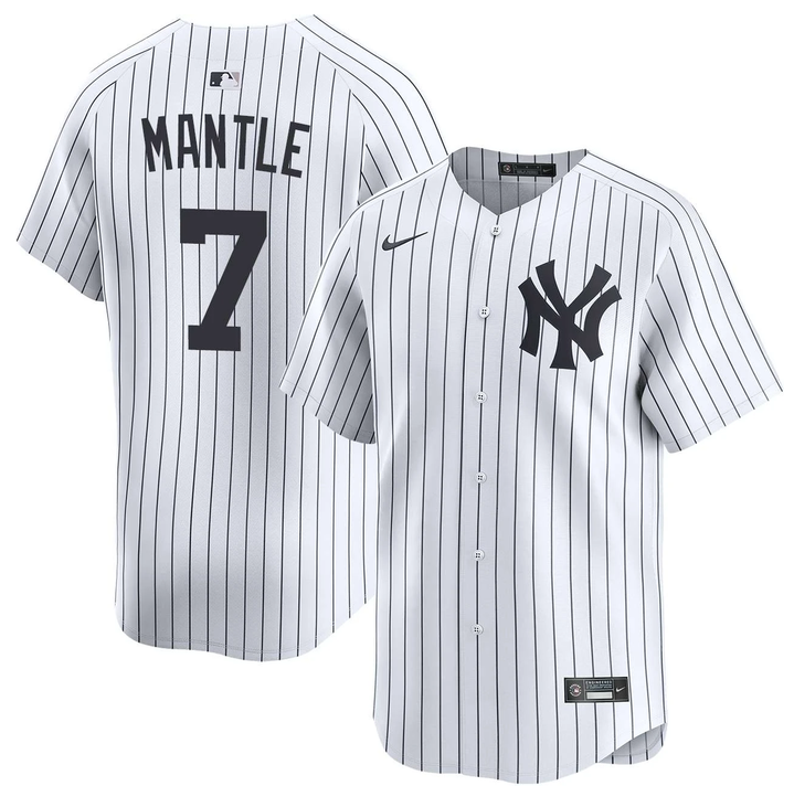 New York Yankees #7 Mickey Mantle White Home Limited Stitched Baseball Jersey