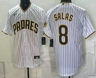San Diego Padres #8 Ethan Salas White Cool Base Jersey San Diego Padres #8 Ethan Salas White Cool Base Jersey