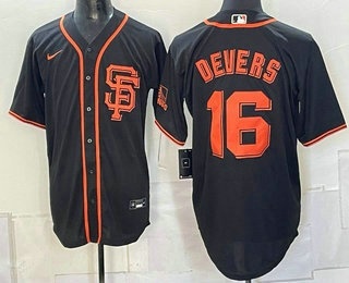 San Francisco Giants #16 Rafael Devers Black Cool Base Jersey