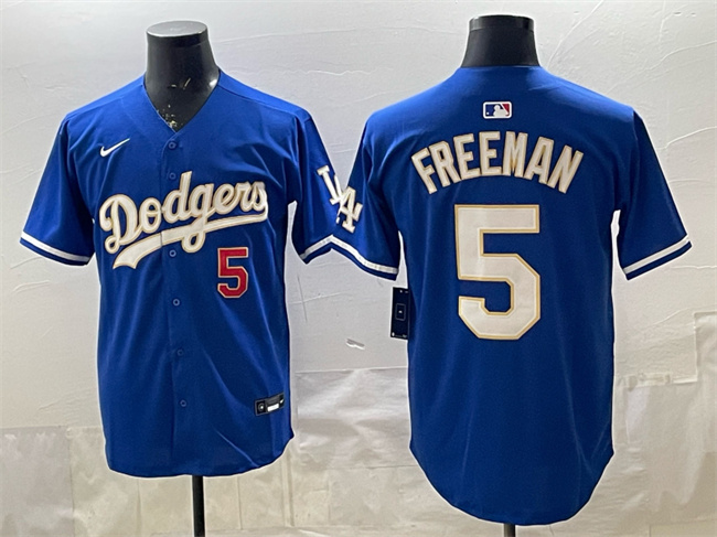 Los Angeles Dodgers #5 Freddie Freeman Royal Limited Stitched Baseball Jersey
