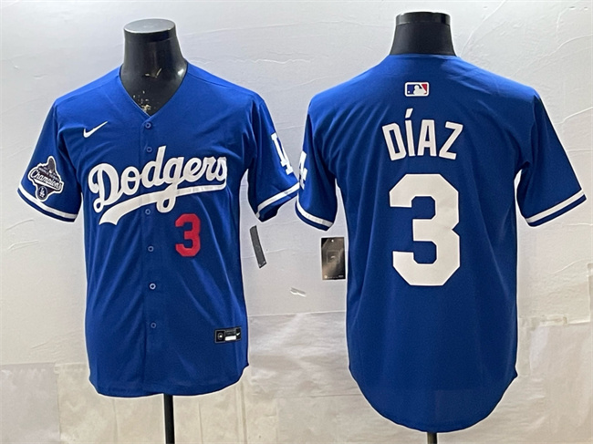 Los Angeles Dodgers #3 Edwin D??az Royal With 2025 World Series Champions Patch Limited Stitched Baseball Jersey Los Angeles Dodgers #3 Edwin D??az Royal With 2025 World Series Champions Patch Limited Stitched Baseball Jersey