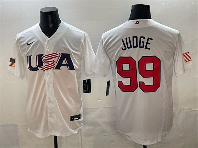 USA Baseball #99 Aaron Judge White World Baseball Classic Stitched Jersey USA Baseball #99 Aaron Judge White World Baseball Classic Stitched Jersey