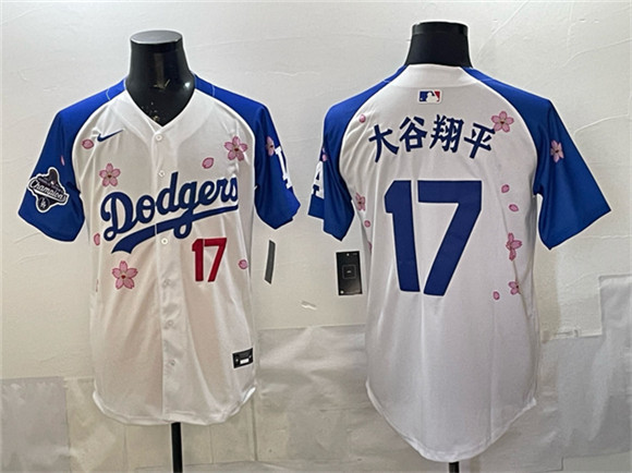 Los Angeles Dodgers #17 ??????? White Royal 2025 World Series Champions Patch Tokyo Series Limited Stitched Baseball Jersey Los Angeles Dodgers #17 ??????? White Royal 2025 World Series Champions Patch Tokyo Series Limited Stitched Baseball Jersey