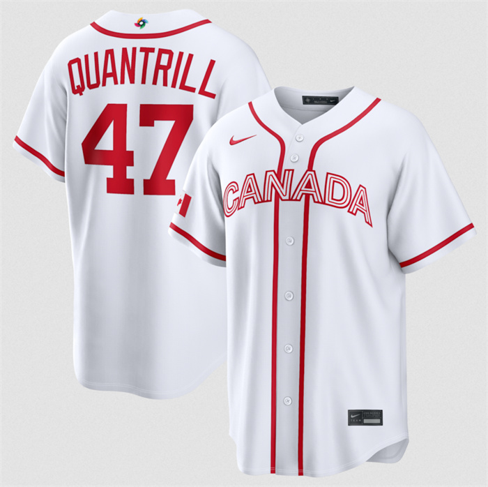 Canada Baseball #47 Cal Quantrill White 2026 World Baseball Classic Home Stadium Stitched Jersey