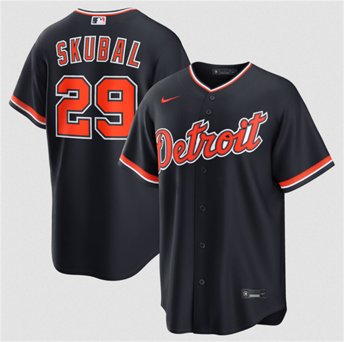 Detroit Tigers #29 Tarik Skubal Navy Alternate Stitched Baseball Jersey Detroit Tigers #29 Tarik Skubal Navy Alternate Stitched Baseball Jersey