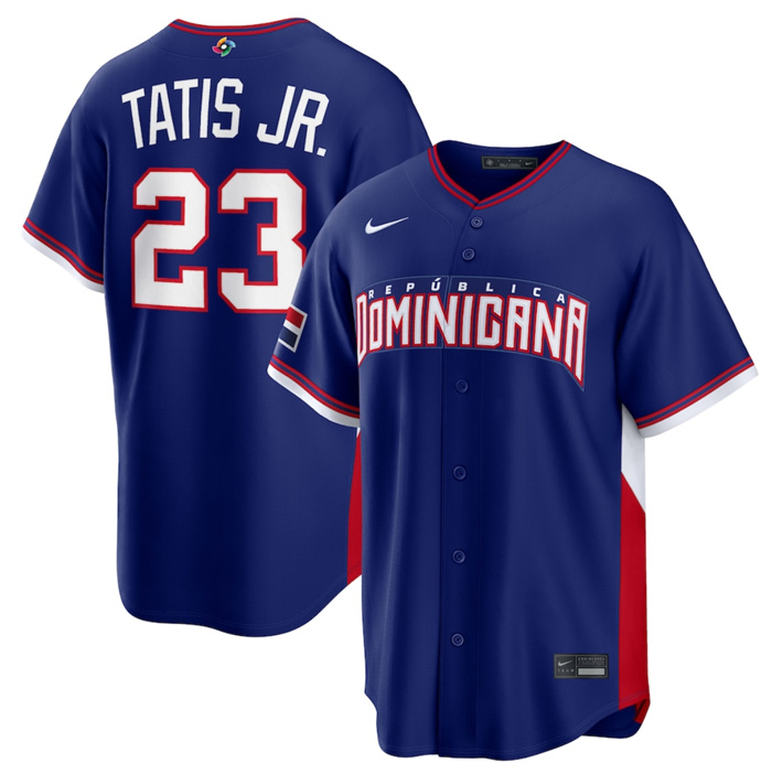 Dominican Republic Baseball #23 Fernando Tatis Jr. Navy 2026 World Baseball Classic Road Stadium Stitched Jersey