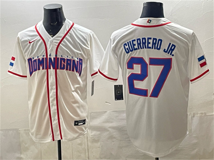 Dominican Republic Baseball #27 Vladimir Guerrero Jr. White 2026 World Baseball Classic Home Stadium Stitched Jersey