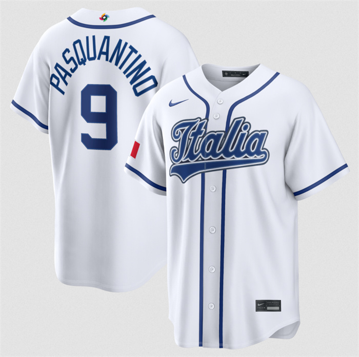 Italy Baseball #9 Vinnie Pasquantino 2026 World Baseball Classic Home Stadium Stitched Jersey