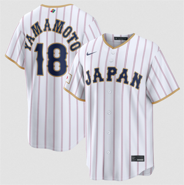 Japan Baseball #18 Yoshinobu Yamamoto White 2026 World Baseball Classic Home Stadium Stitched Jersey