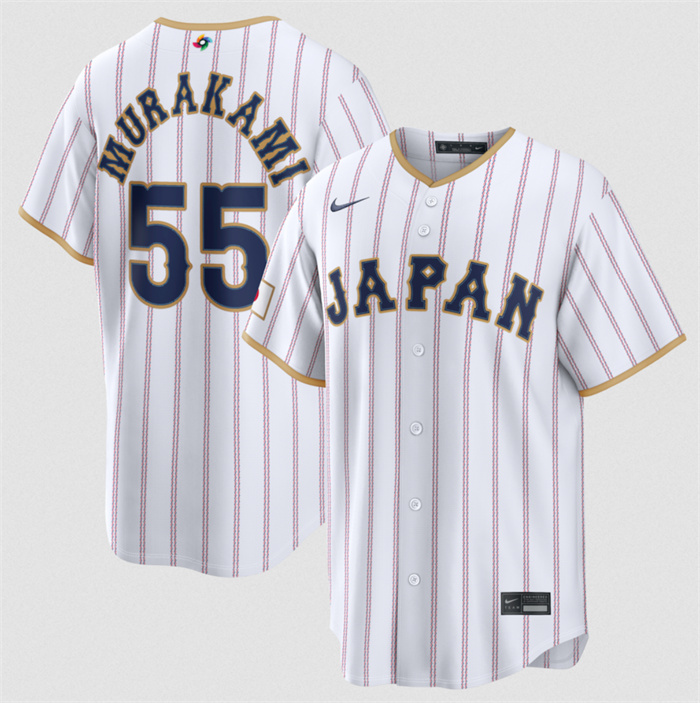 Japan Baseball #55 Munetaka Murakami White 2026 World Baseball Classic Home Stadium Stitched Jersey