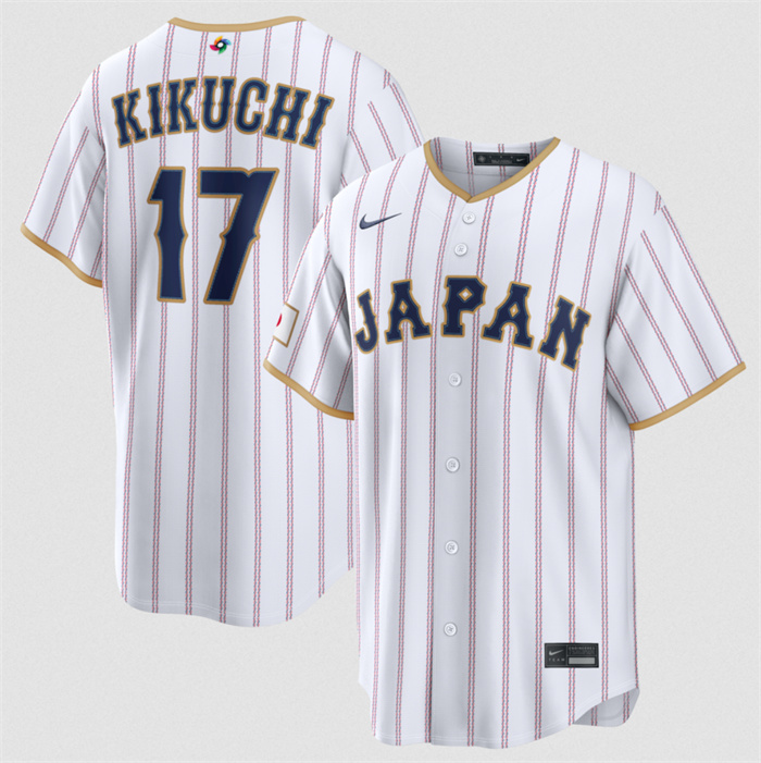 Japan Baseball #17 Yusei Kikuchi White 2026 World Baseball Classic Home Stadium Stitched Jersey