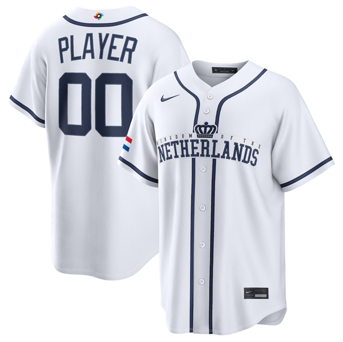 Netherlands Baseball Active Player Custom White 2026 World Baseball Classic Home Stadium Stitched Jersey