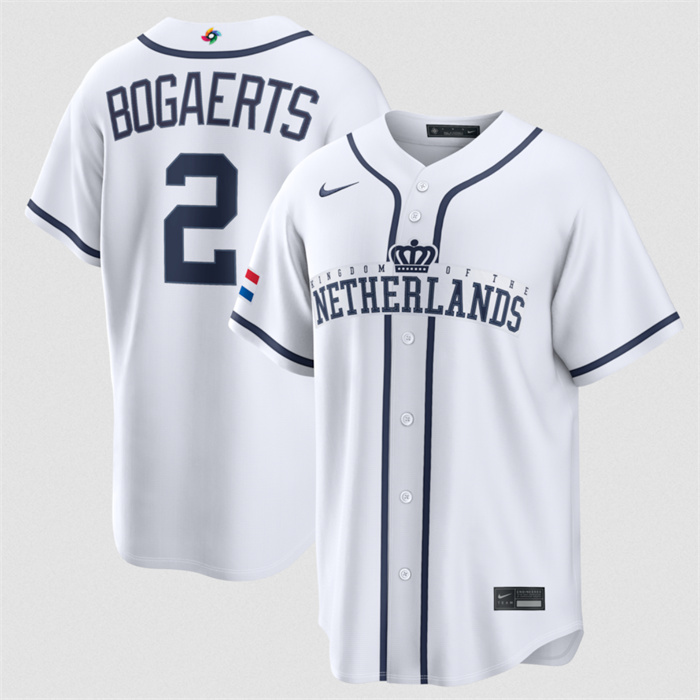 Netherlands Baseball #2 Xander Bogaerts White 2026 World Baseball Classic Home Stadium Stitched Jersey