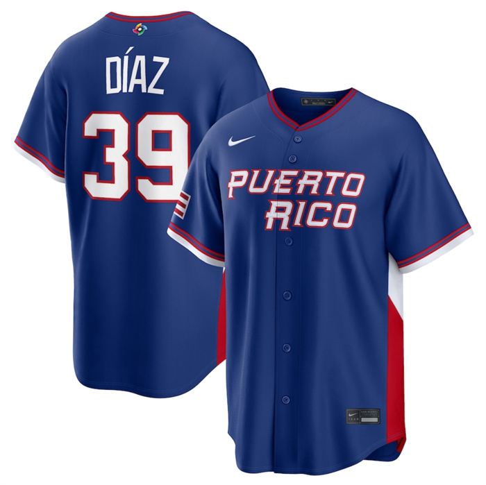 Puerto Rico Baseball #39 Edwin Diaz Blue 2026 World Baseball Classic Road Stadium Stitched Jersey