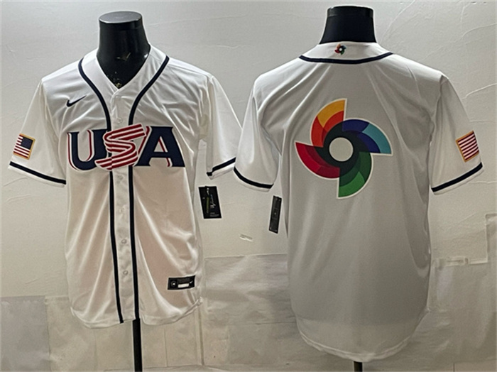 USA Baseball Team Big Logo White 2026 World Baseball Classic Home Stadium Stitched Jersey USA Baseball Team Big Logo White 2026 World Baseball Classic Home Stadium Stitched Jersey