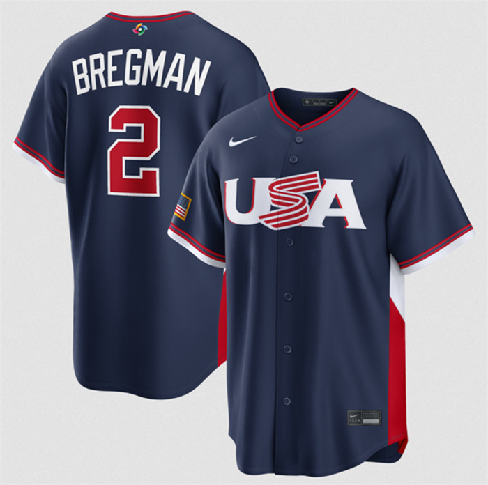 USA Baseball #2 Alex Bregman Navy 2026 World Baseball Classic Road Stadium Stitched Jersey USA Baseball #2 Alex Bregman Navy 2026 World Baseball Classic Road Stadium Stitched Jersey