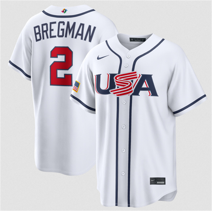 USA Baseball #2 Alex Bregman White 2026 World Baseball Classic Home Stadium Stitched Jersey USA Baseball #2 Alex Bregman White 2026 World Baseball Classic Home Stadium Stitched Jersey