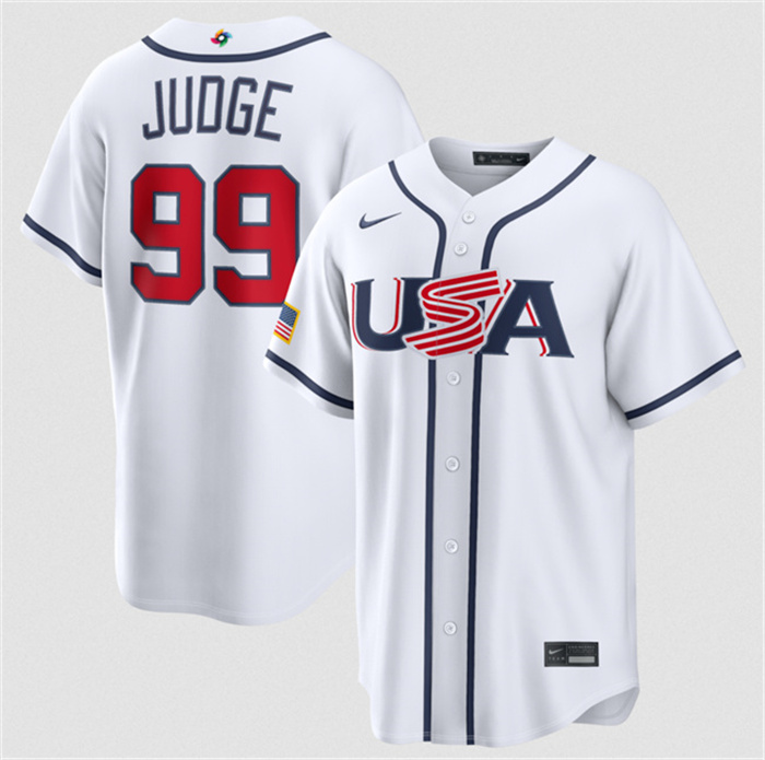 USA Baseball #99 Aaron Judge White 2026 World Baseball Classic Home Stadium Stitched Jersey USA Baseball #99 Aaron Judge White 2026 World Baseball Classic Home Stadium Stitched Jersey